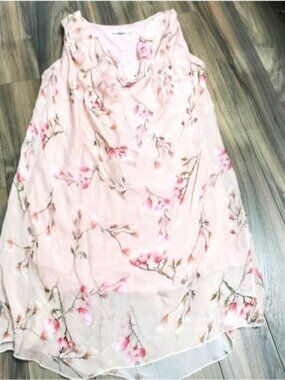 Rosemarine Italian Silk Blend Floral Tunic Top Medium